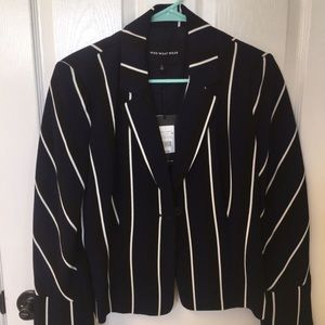 White Stripped Navy Blazer